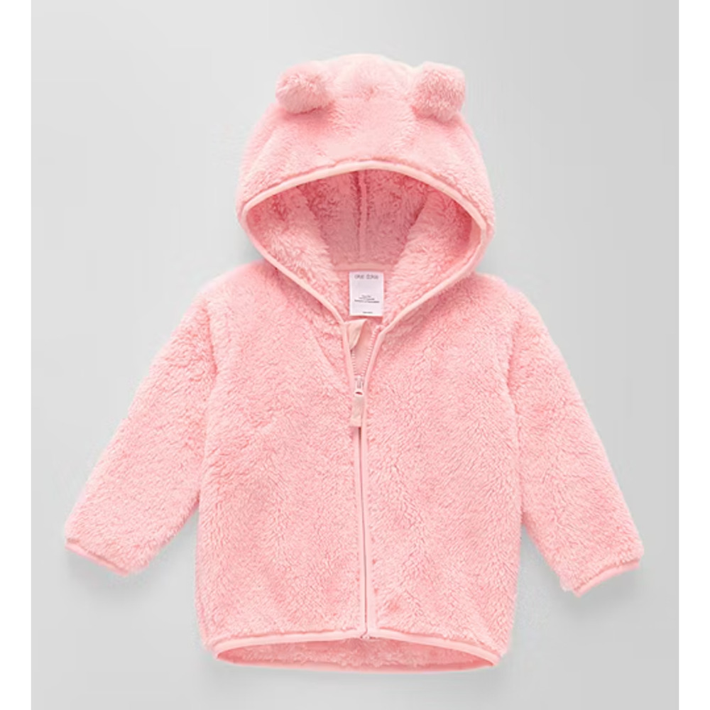 Okie‎ Dokie Baby Girls Sherpa Fleece Zipper Hoodie, Crystal Rose - 18M